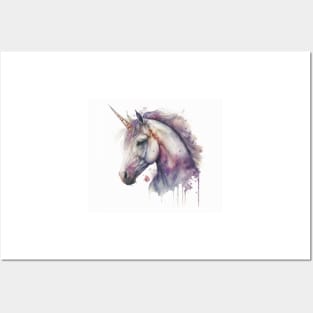 Unicorn Watercolour Painting Posters and Art